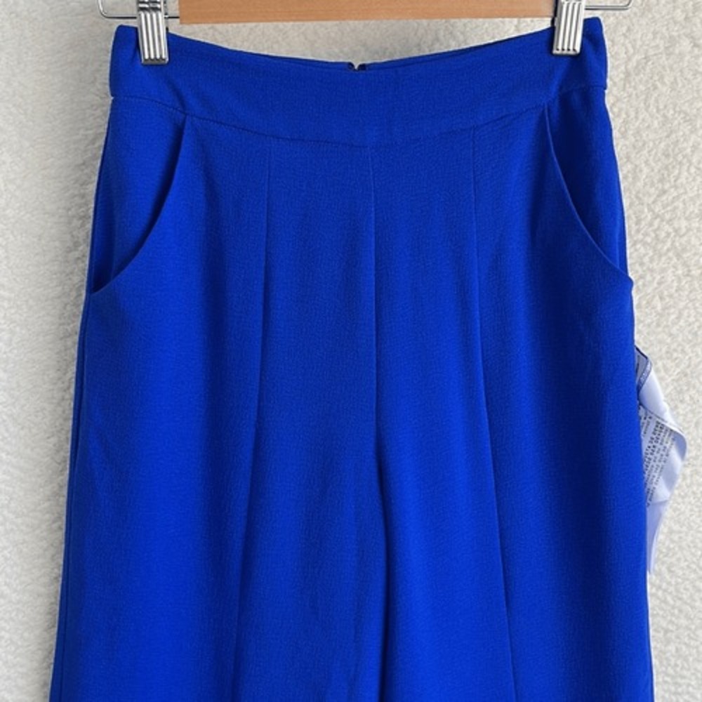 Dress the Population Pants Womens XXS‎ Blue Ashton Wide Leg Split Hem - Picture 4 of 13